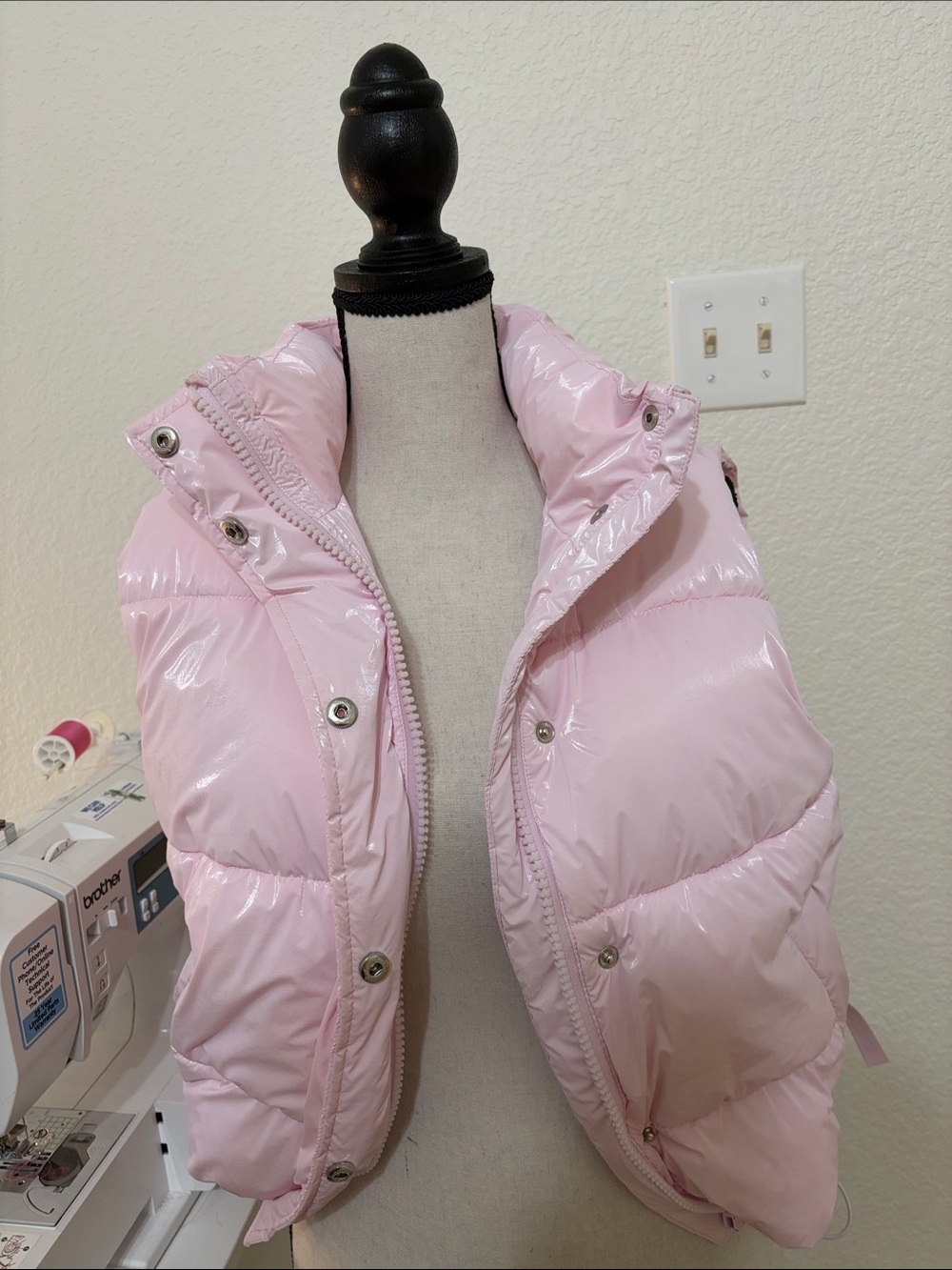 PINK Victoria's Secret Shiny Pale Pink Puffer Jacket